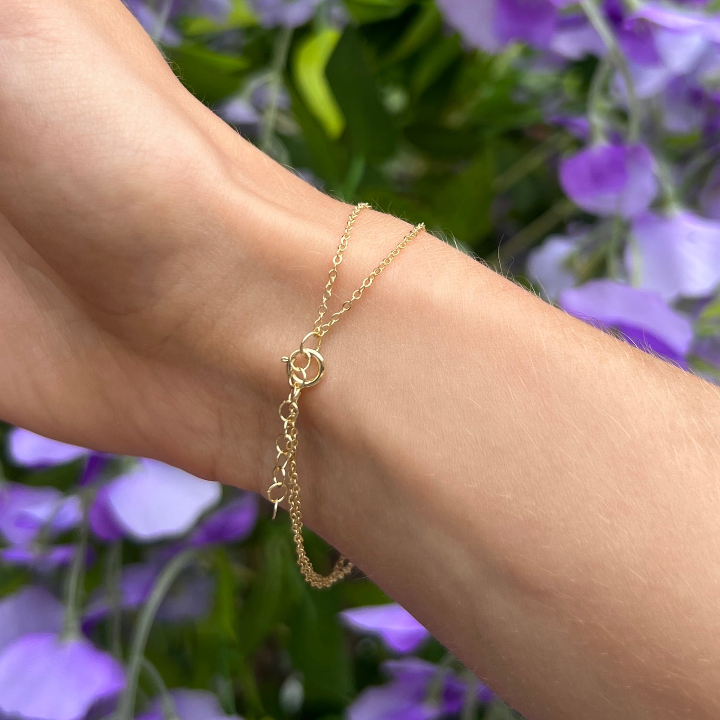 Sterling Silver 9ct Gold Plated Double Pearl Dainty Bracelet