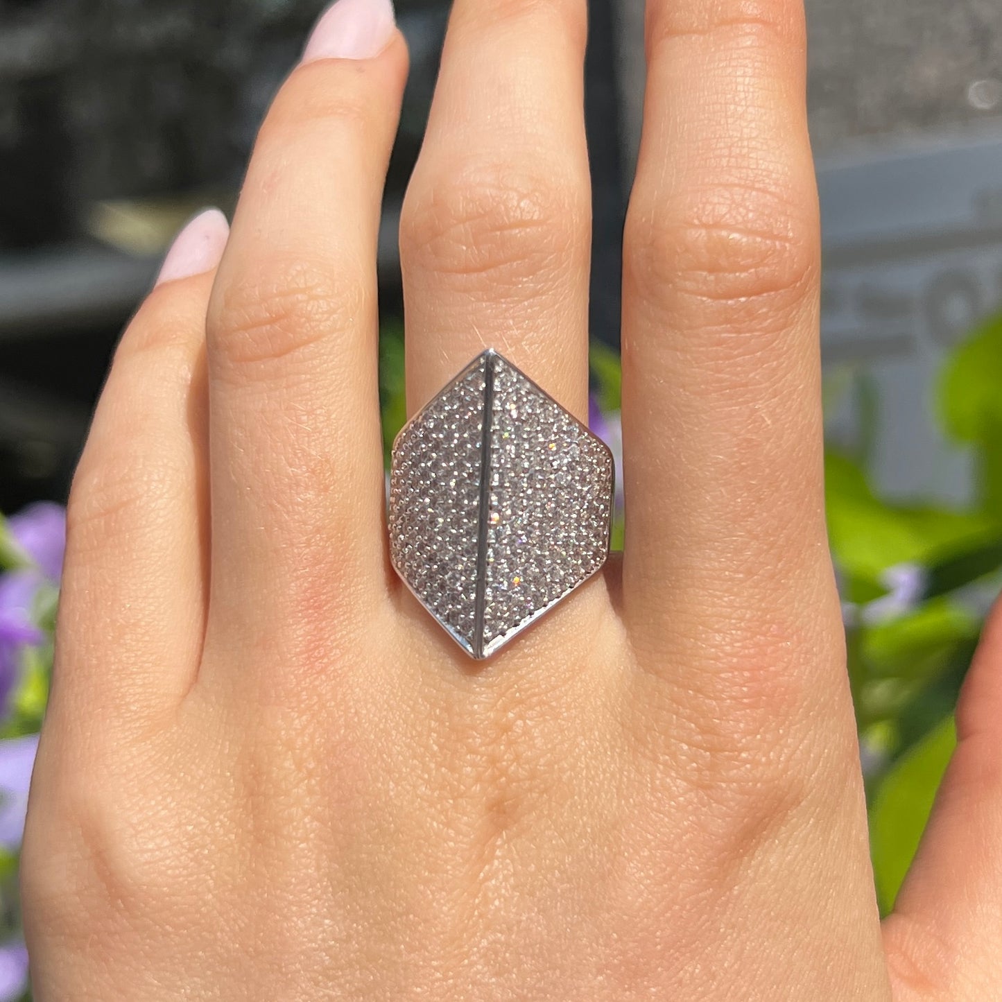 Chunky Statement Sif Jakobs Trapani Ring - Sterling Silver with White Zirconia