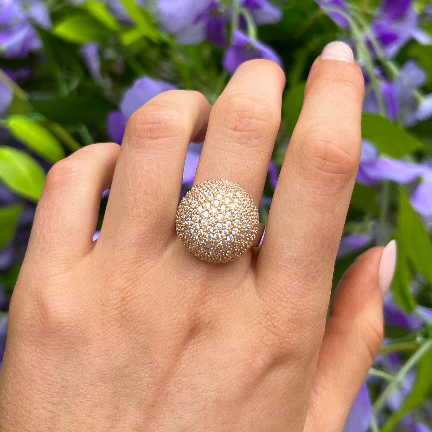 Sif Jakobs Milan Ring - Sterling Silver and 18ct Gold Plated with White Zirconia - Size P