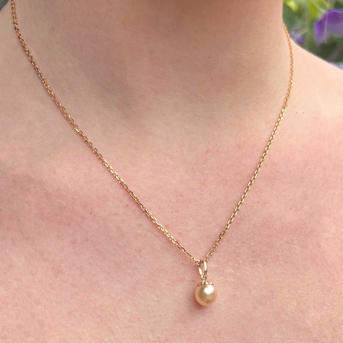 Sterling Silver Gold Plated Pearl Pendant Necklace