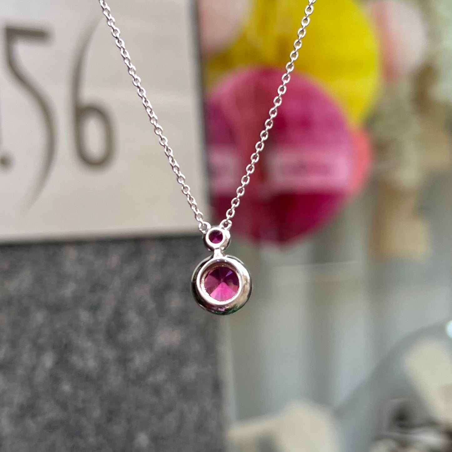 Sterling Silver Clear and Pink Cubic Zirconia Necklace