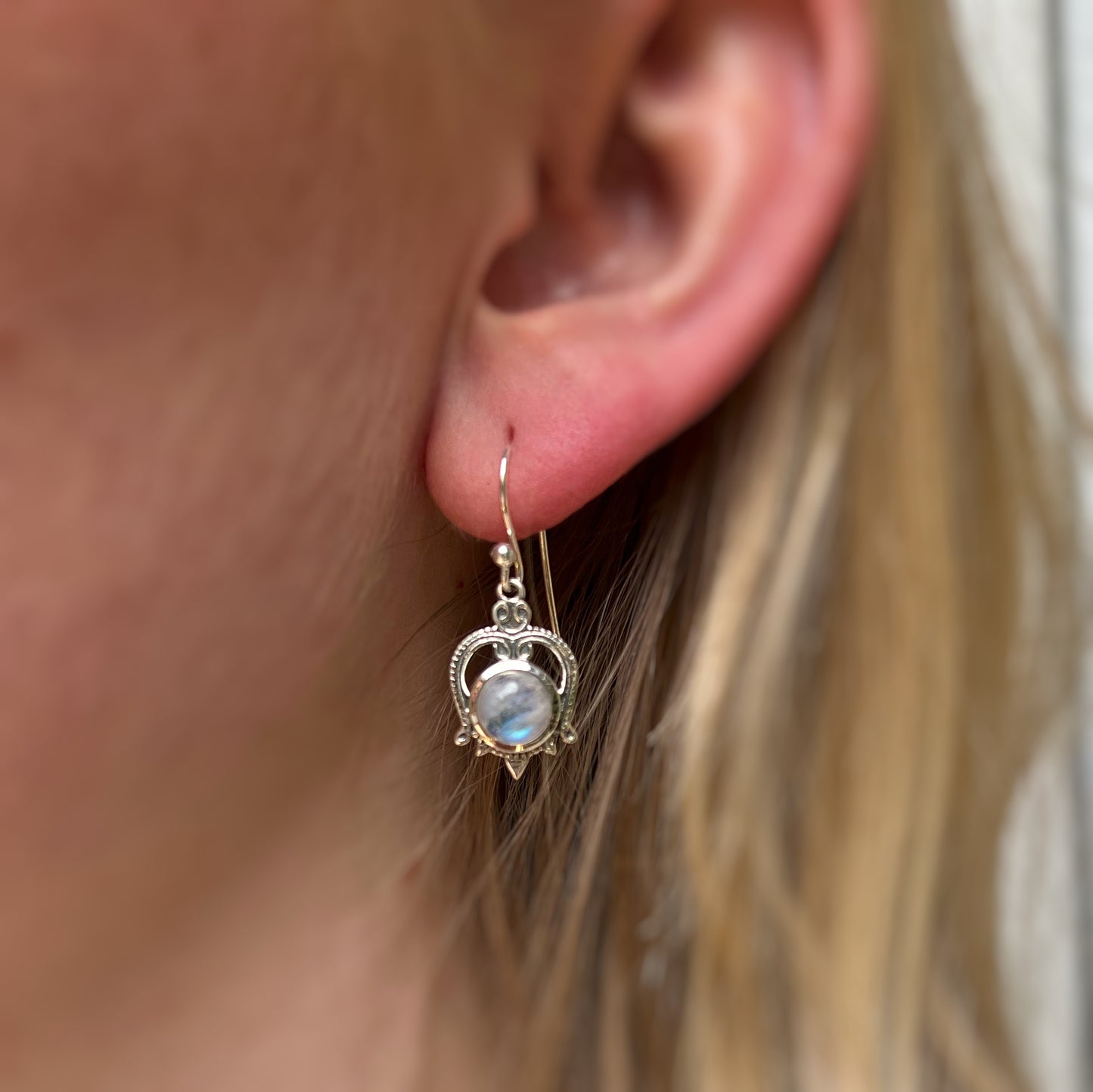 Sterling Silver Rainbow Moonstone Bohemian Inspired Earrings