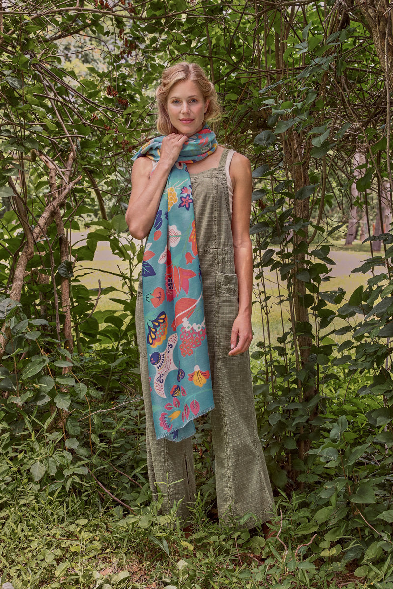 Powder Accessories Printed Scandinavian Floral and Fauna Scarf