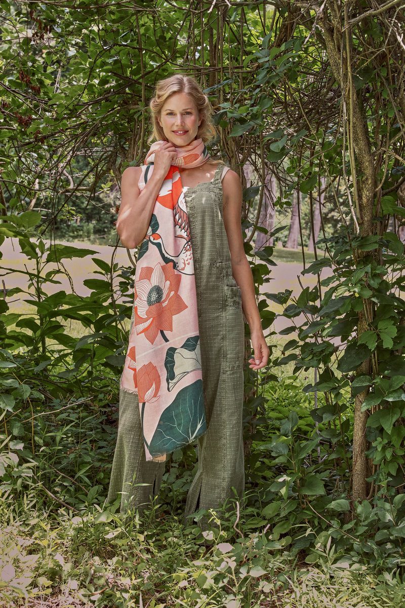 Powder Accessories Printed Crane at Sunrise - Petal Scarf