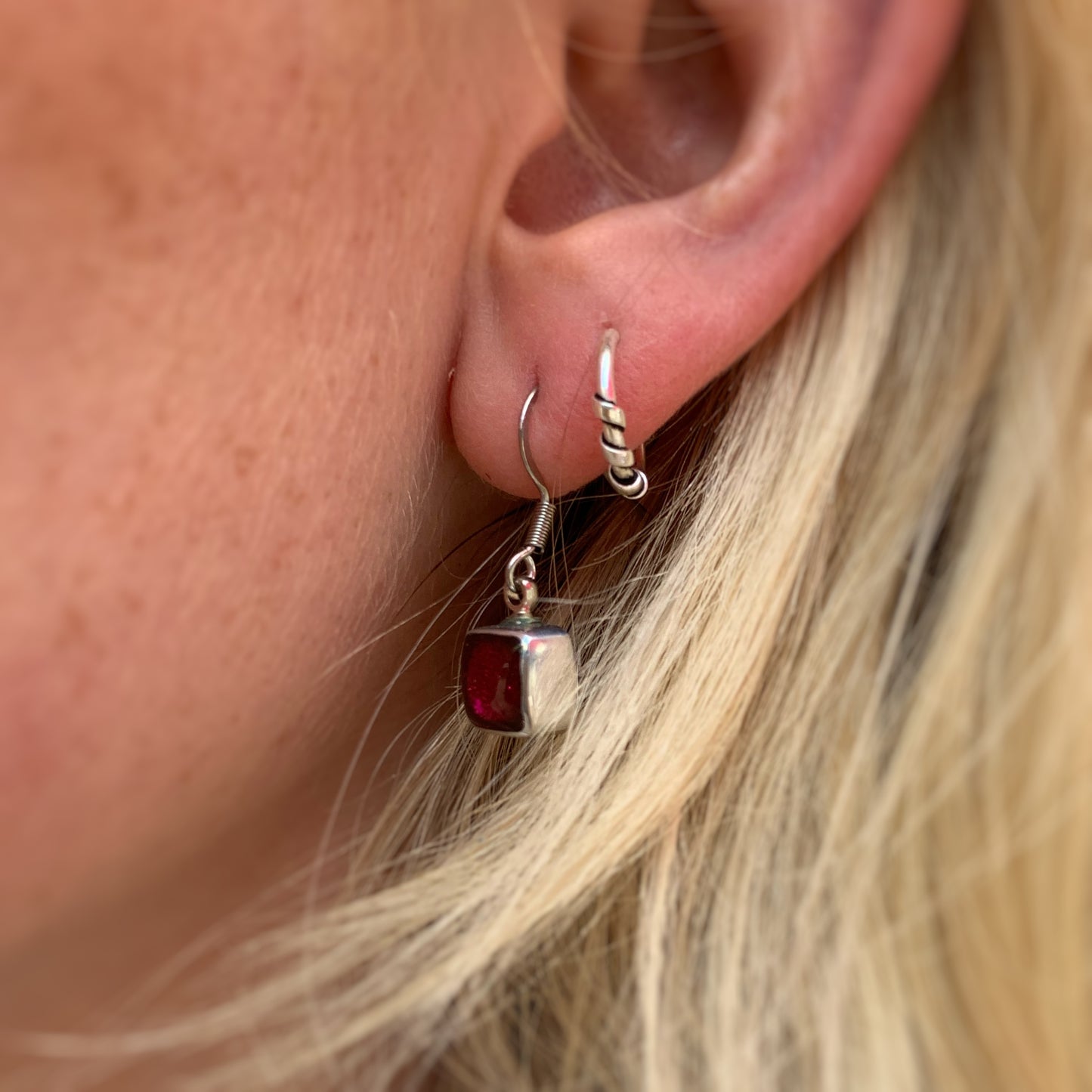 Watch This Space Pink Square Earrings