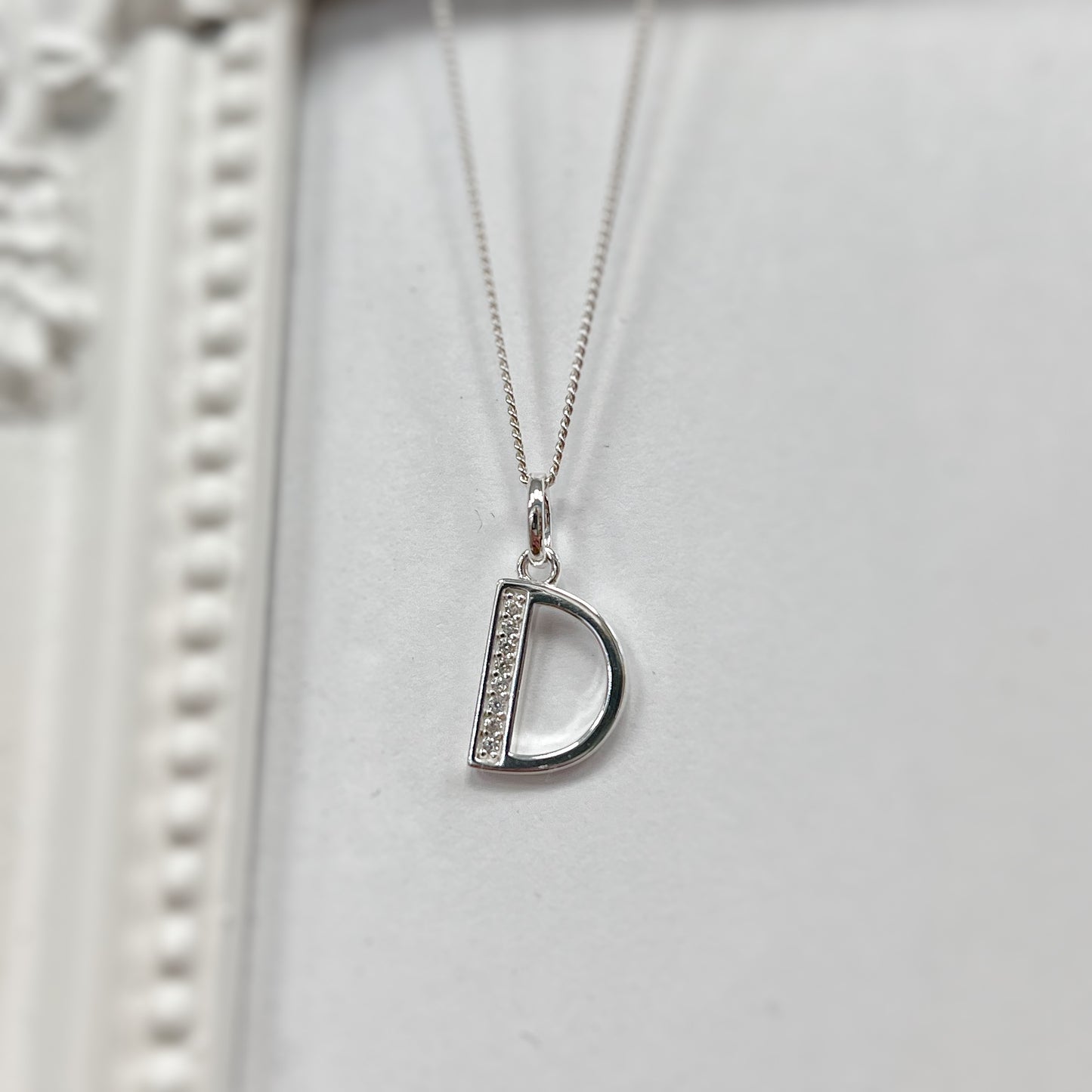 Sterling Silver and Cubic Zirconia Initial Pendant (A-Z Available)