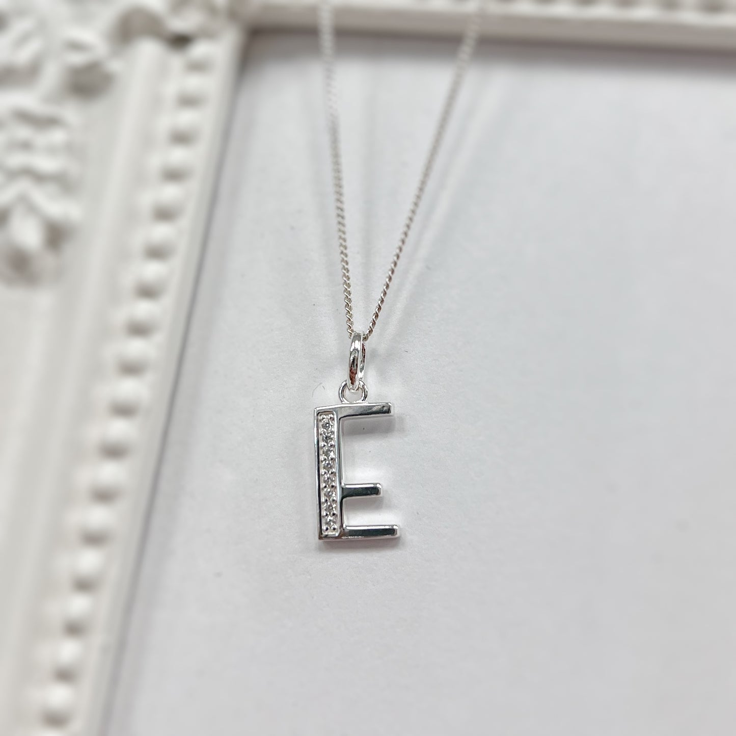 Sterling Silver and Cubic Zirconia Initial Pendant (A-Z Available)