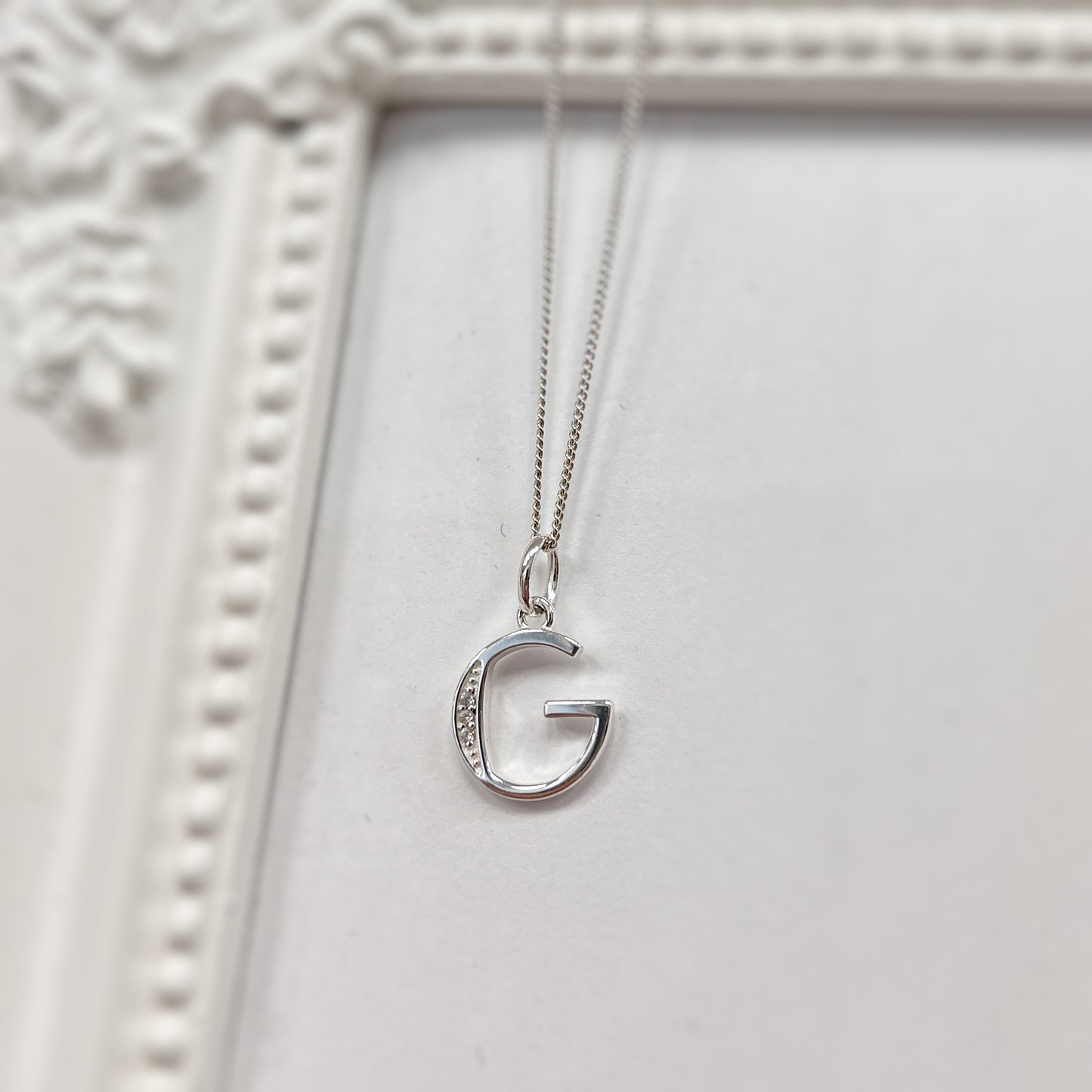 Sterling Silver and Cubic Zirconia Initial Pendant (A-Z Available)