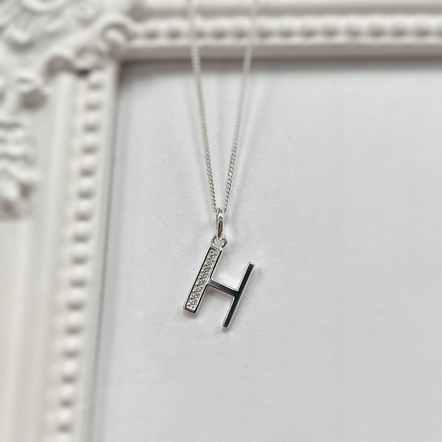Sterling Silver and Cubic Zirconia Initial Pendant (A-Z Available)