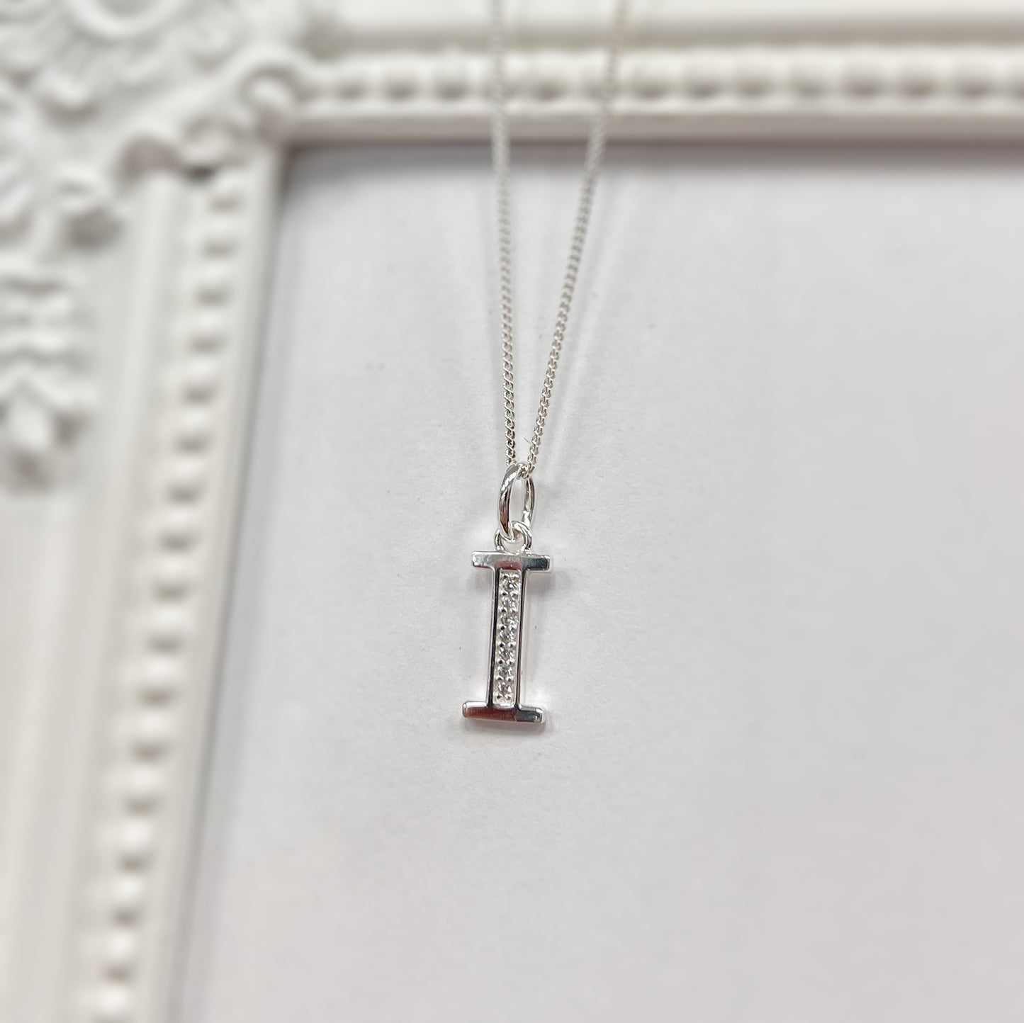 Sterling Silver and Cubic Zirconia Initial Pendant (A-Z Available)