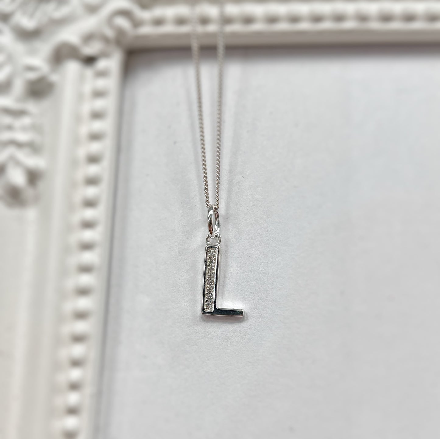 Sterling Silver and Cubic Zirconia Initial Pendant (A-Z Available)