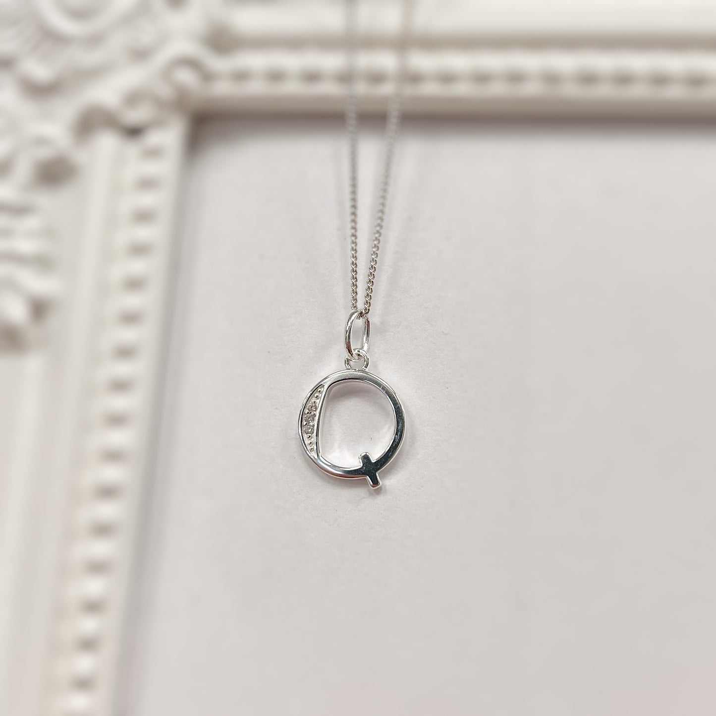 Sterling Silver and Cubic Zirconia Initial Pendant (A-Z Available)