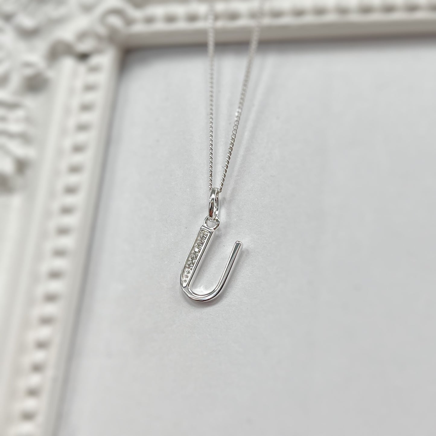 Sterling Silver and Cubic Zirconia Initial Pendant (A-Z Available)