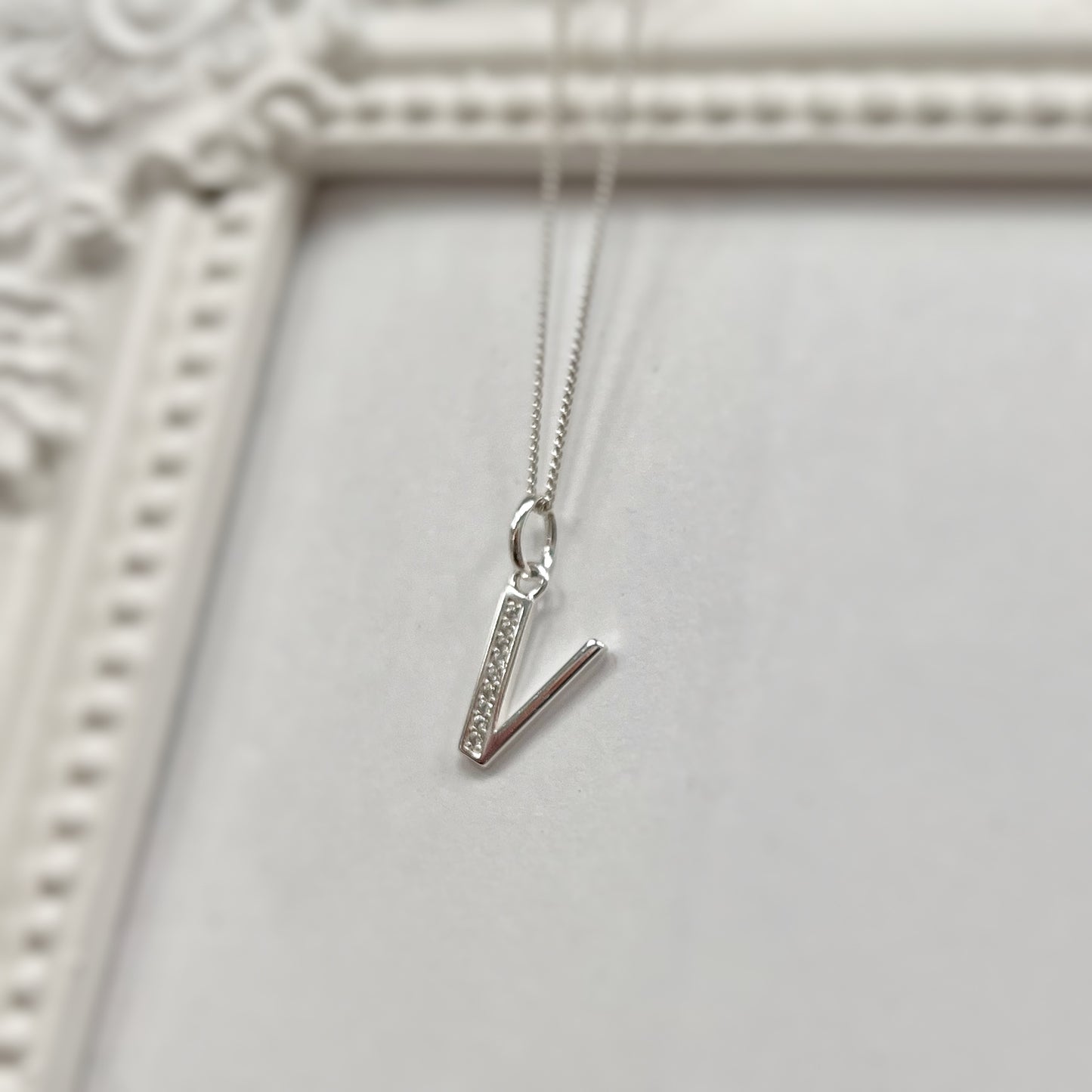 Sterling Silver and Cubic Zirconia Initial Pendant (A-Z Available)