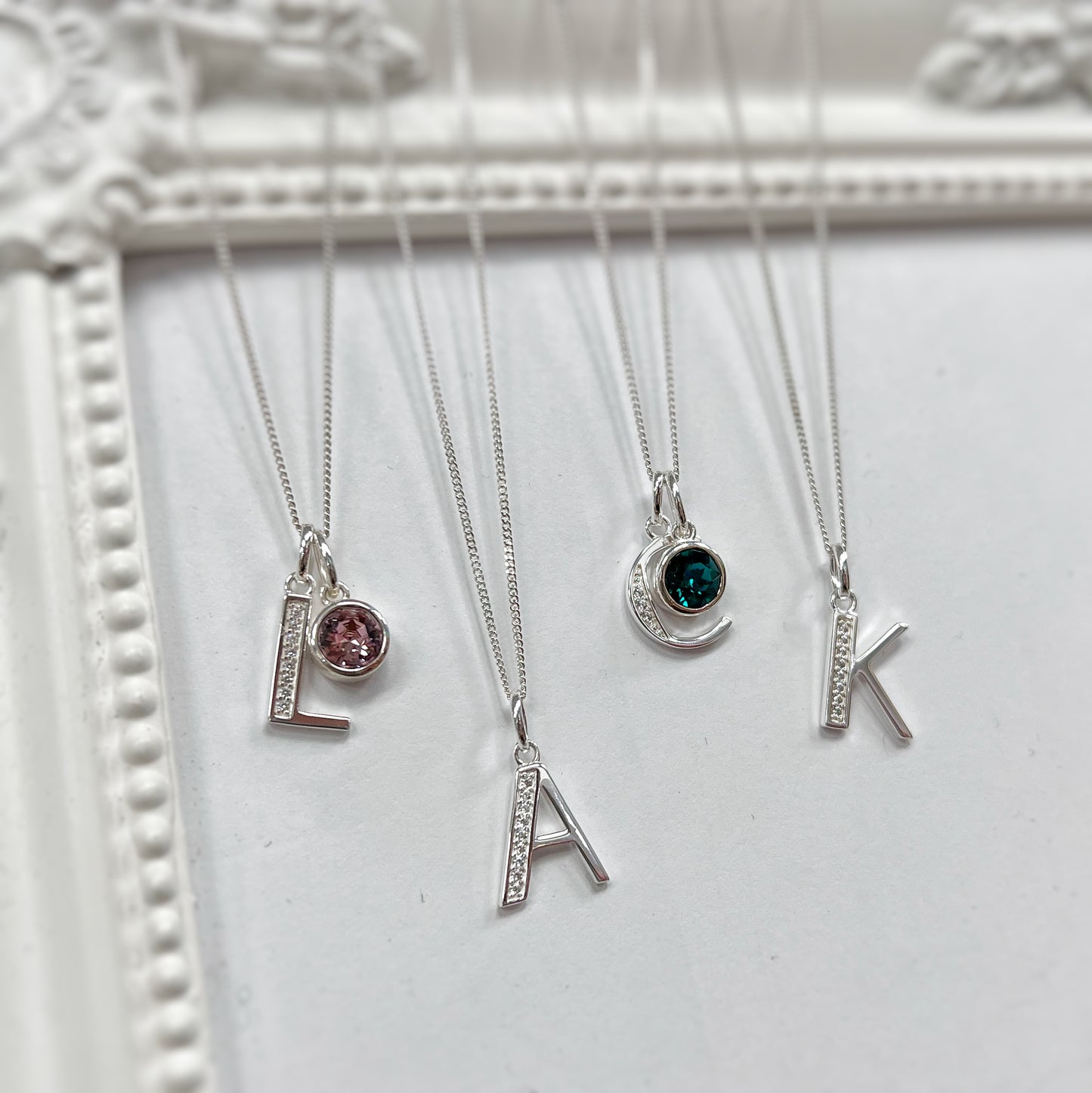 Sterling Silver and Cubic Zirconia Initial Pendant (A-Z Available)