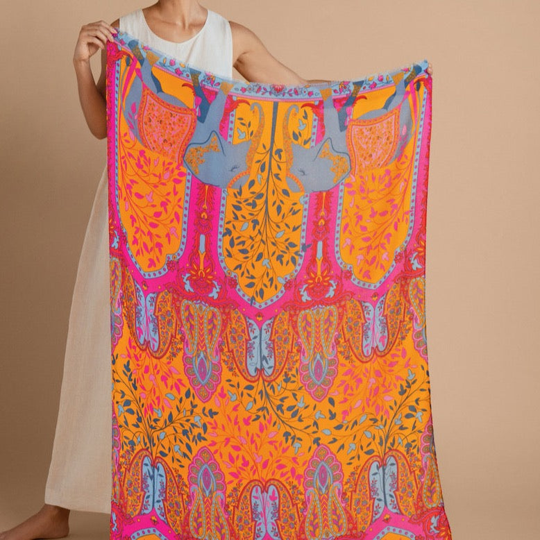 Powder Accessories Printed Regal Elephant Scarf