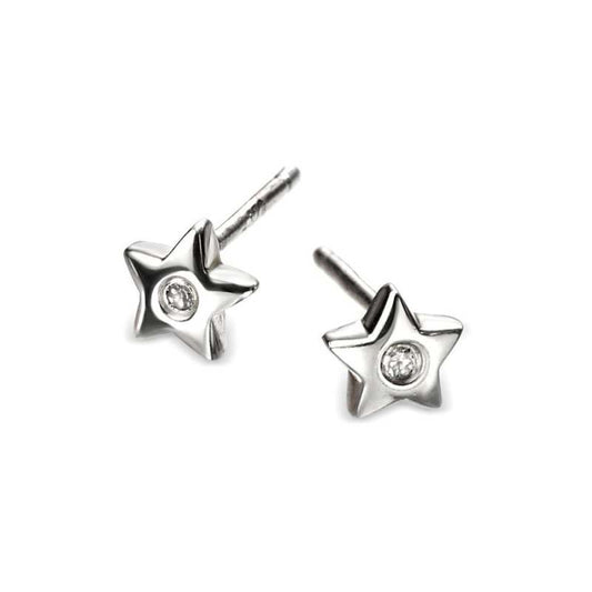 ‘D for Diamond’ Sterling Silver & Diamond Mini Star Stud Children’s Earrings