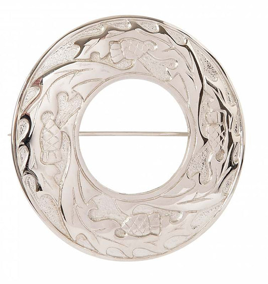 Thistle Plaid Brooch in Pewter 3.5"