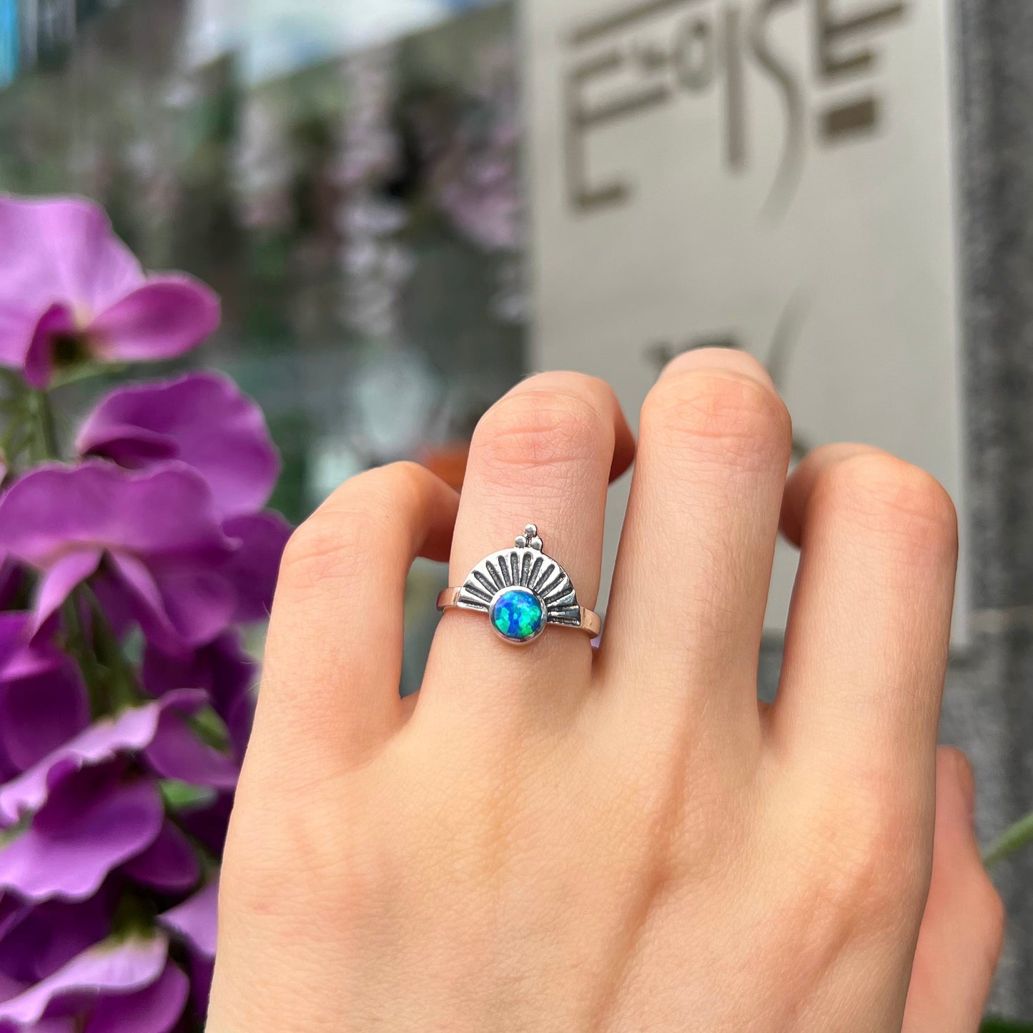 Sterling Silver Opal Ring - Size N