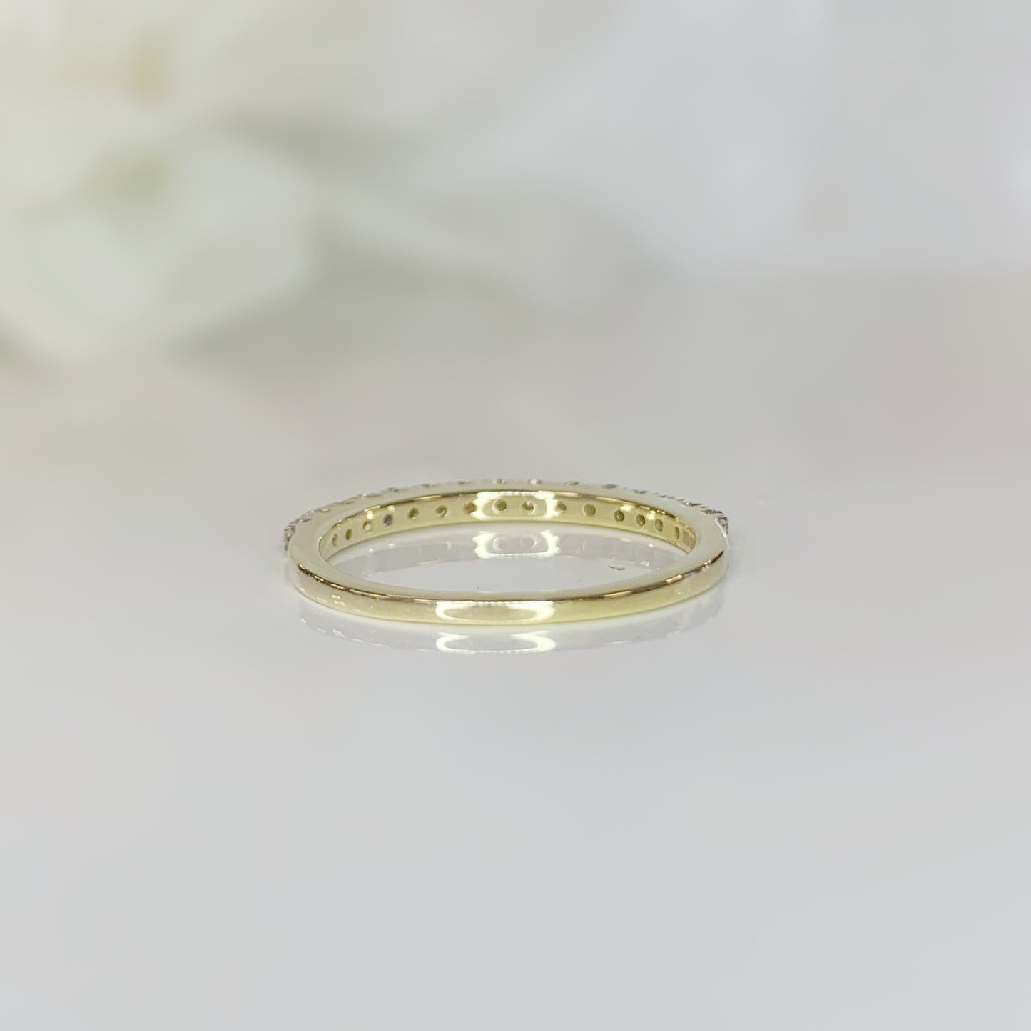 Modern 9ct Yellow Gold Half Eternity Diamond Band Ring - Size L ½