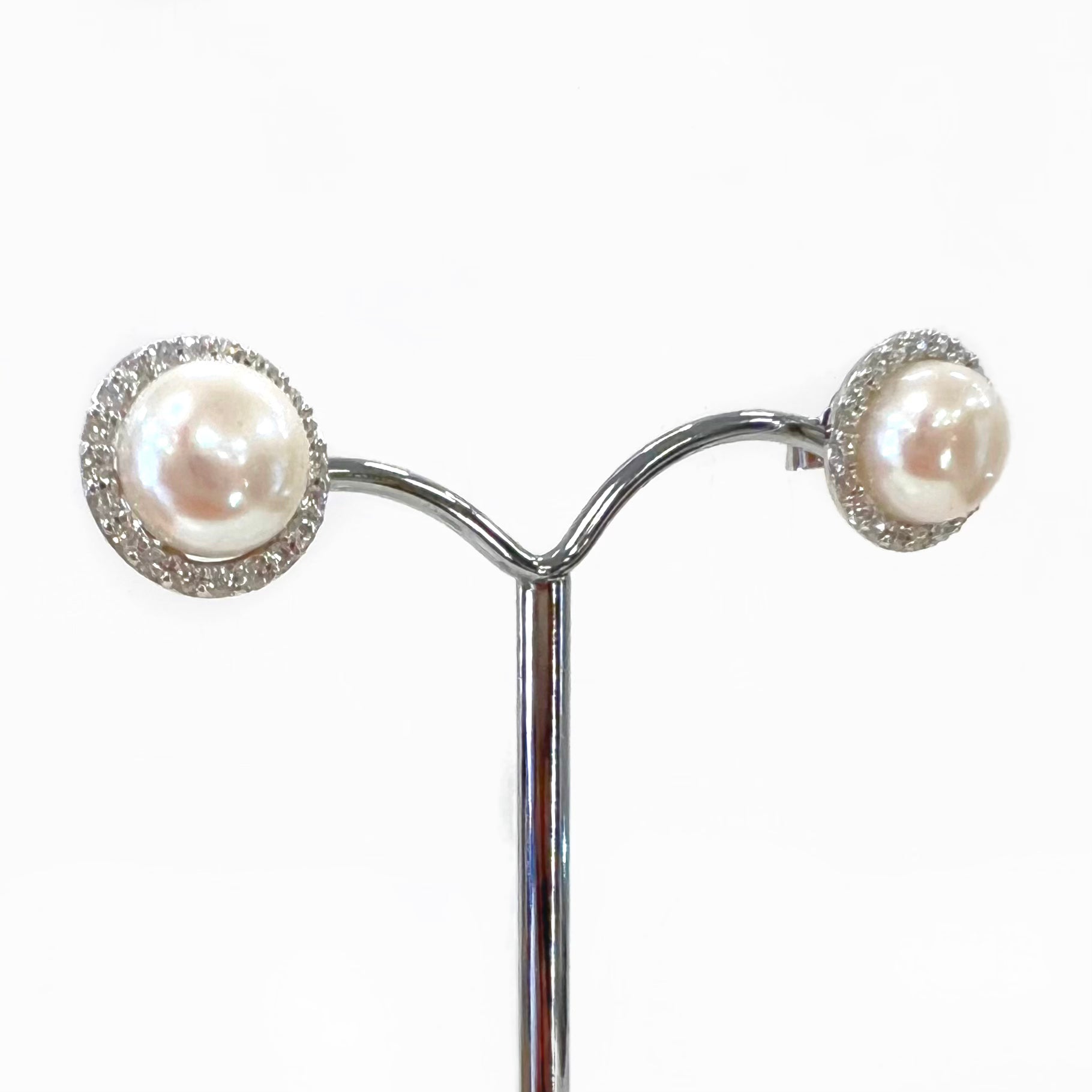 Pearl and cz on sale stud earrings