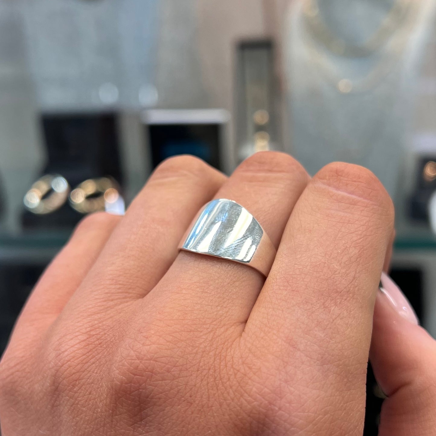 Sterling Silver Flush Signet Ring - R