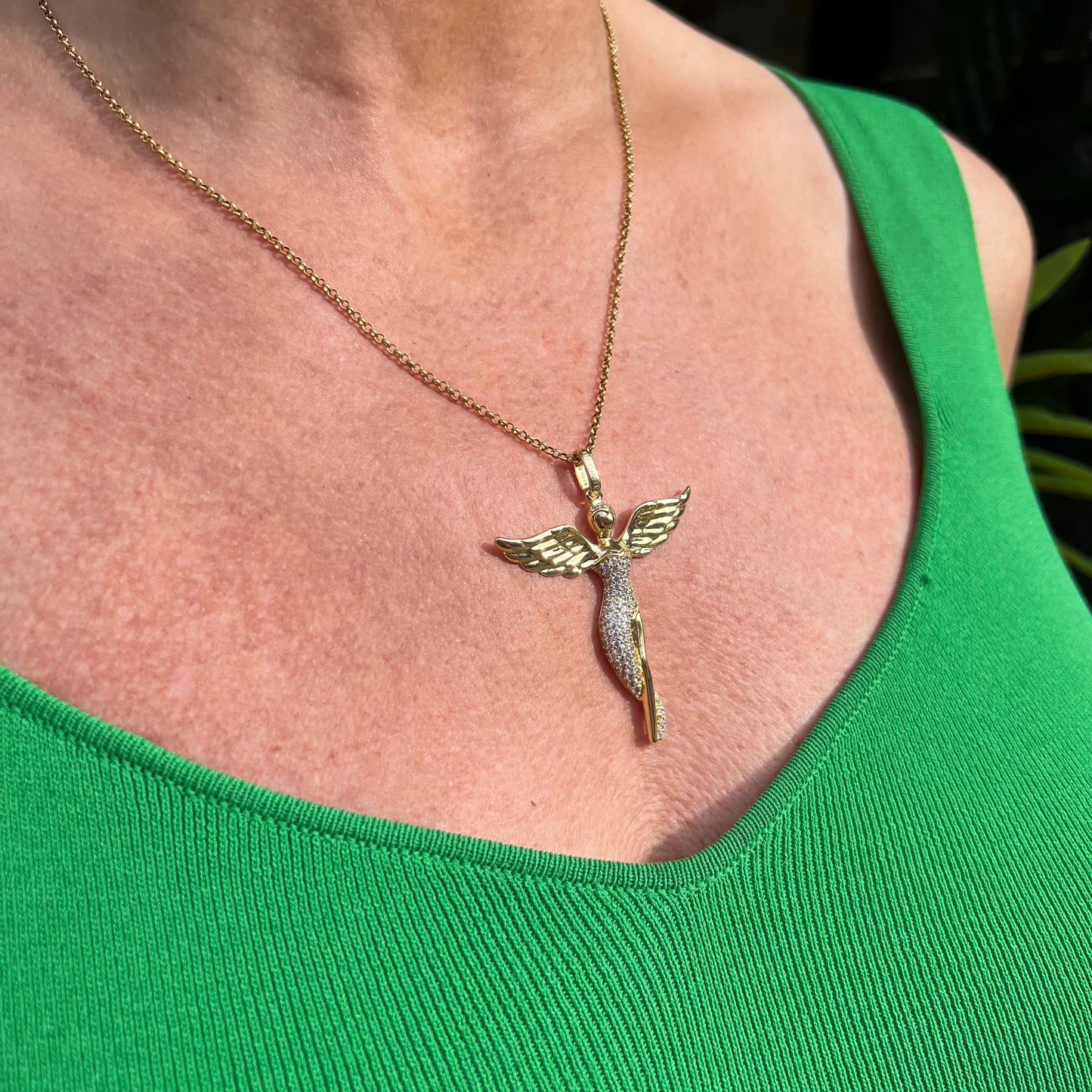 Engelsrufer Sterling Silver Yellow Gold Plated Large Angel Pendant