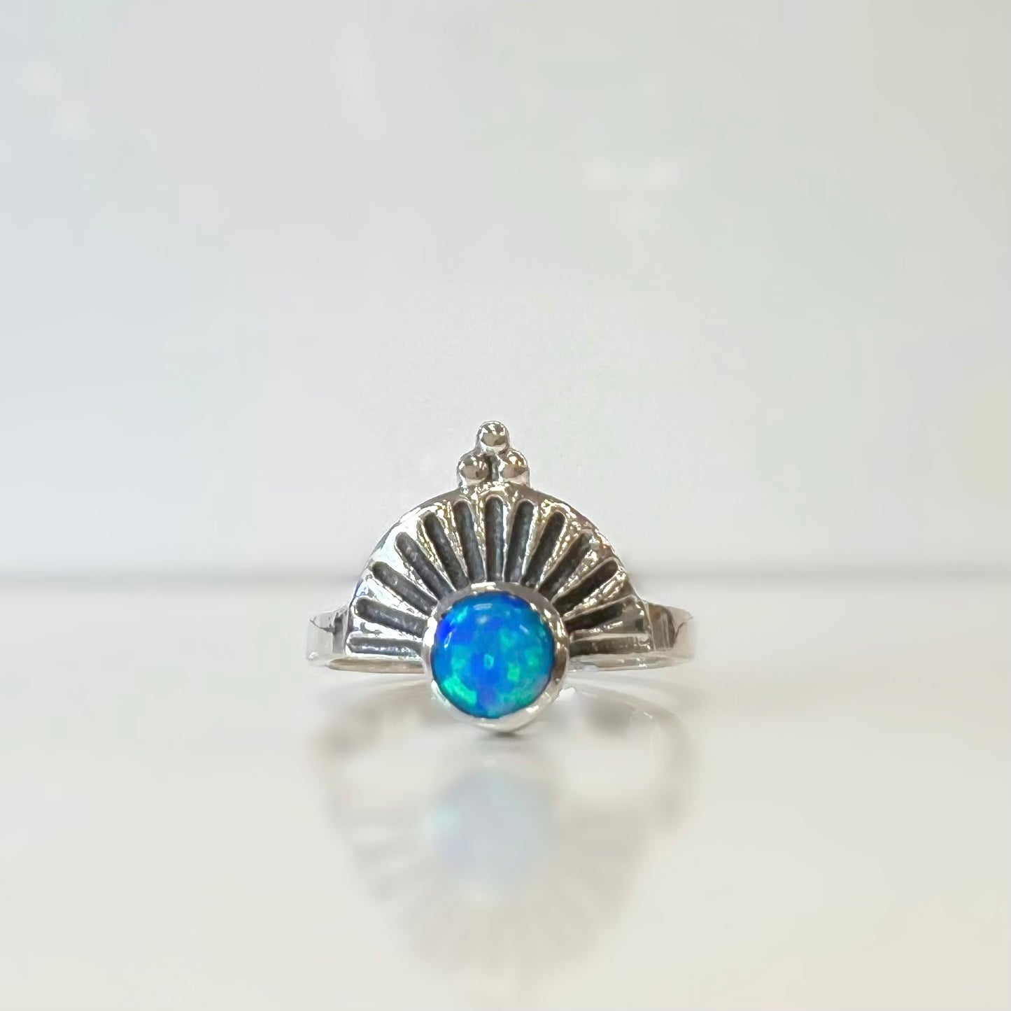 Sterling Silver Opal Ring - Size N