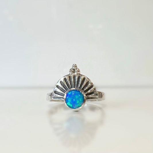 Sterling Silver Opal Ring  - Size N