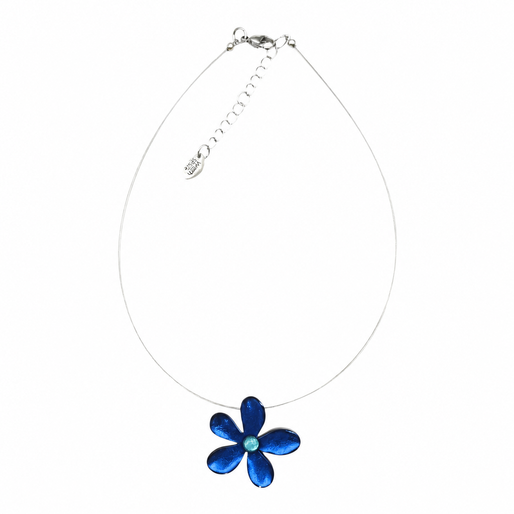 Dark Blue Flower Necklace | Watch This Space