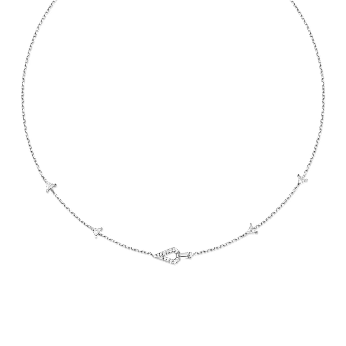 Sterling Silver Cubic Zirconia Geometric Satellite Necklace | Ania Haie