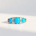 Edwardian Reproduction Turquoise and Diamond 9ct Yellow Gold Ring | Size M ½