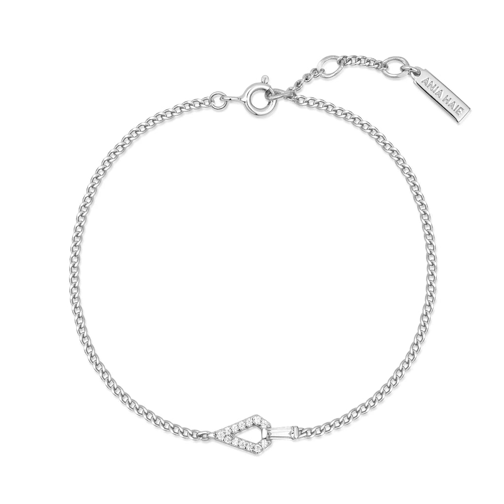 Sterling Silver Cubic Zirconia Geometric Bracelet | Ania Haie