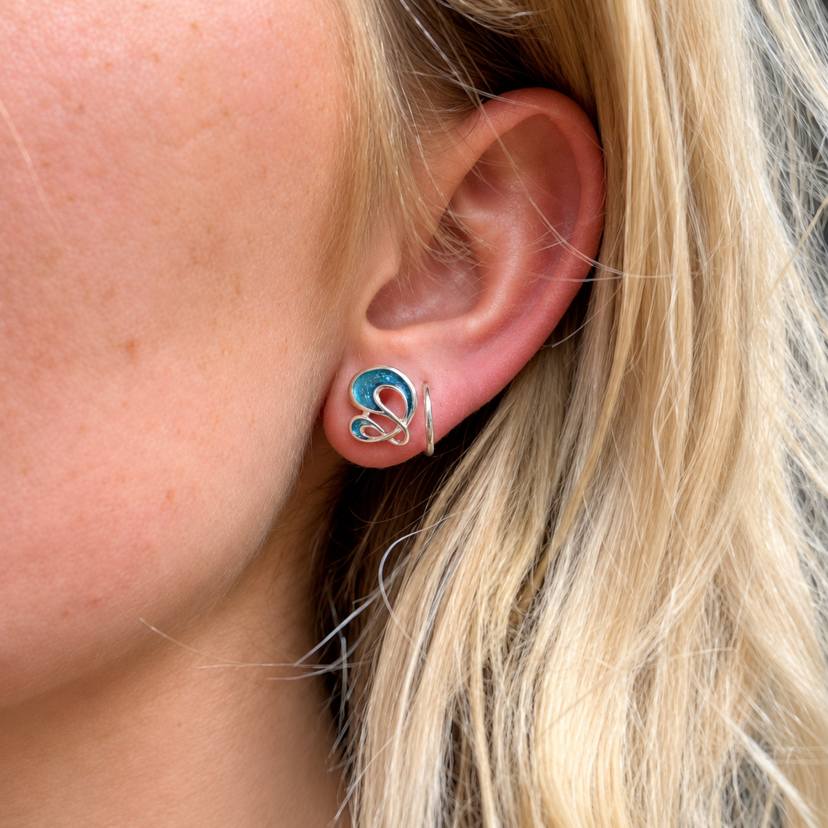Pre-Order | Sheila Fleet Sterling Silver Storm Small Enamel Stud Earrings