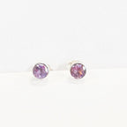Amethyst Sterling Silver Dainty Stud Earrings