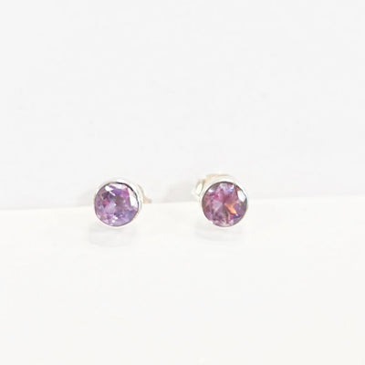 Amethyst Sterling Silver Dainty Stud Earrings