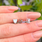 Claw Set Faceted Cubic Zirconia Sterling Silver Heart Stud Earrings