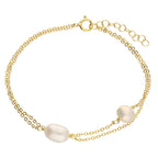 Pearl 9ct Gold Plated Sterling Silver Dainty Chain Bracelet
