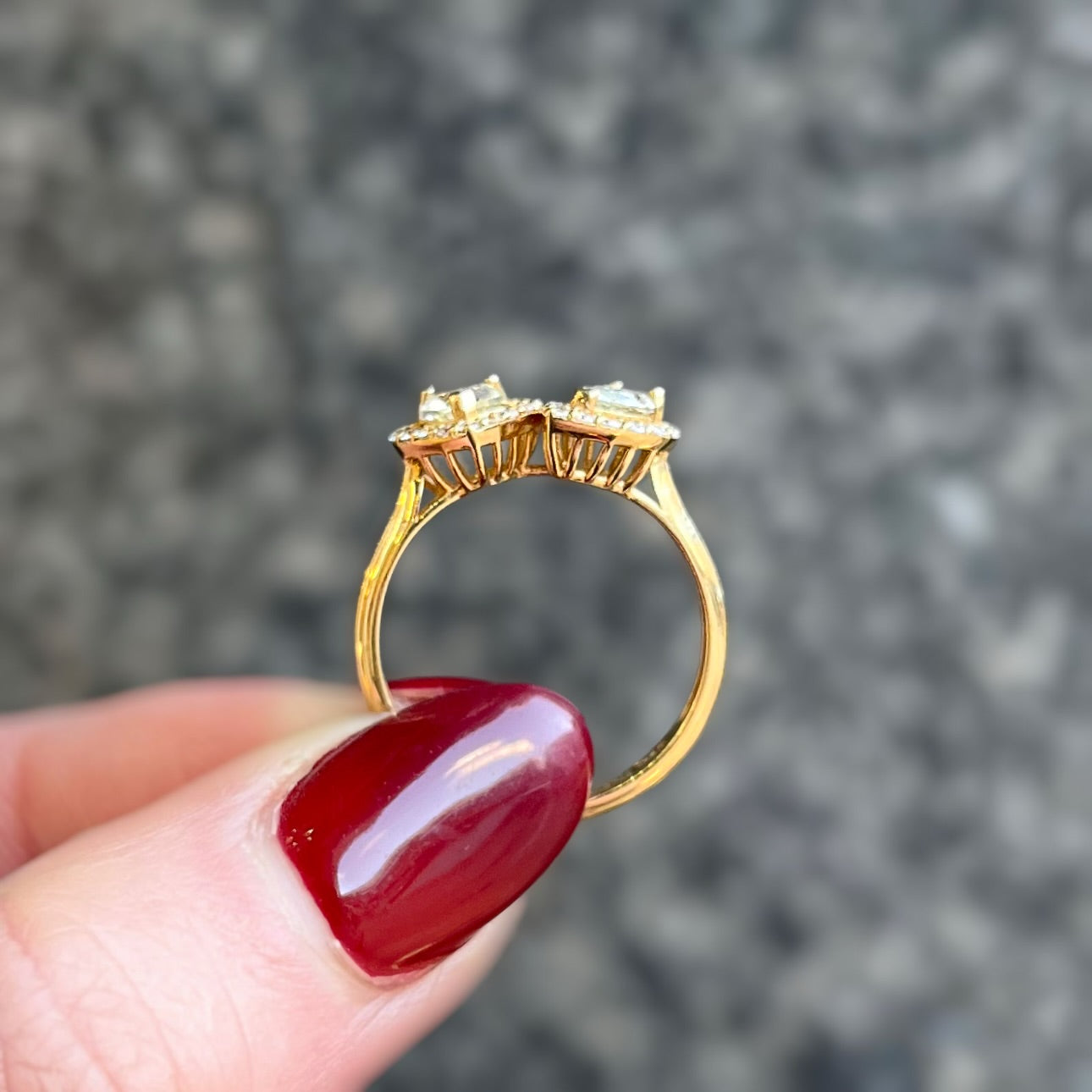 'The Lovers' Natural Yellow Diamond 18ct Yellow Gold Heart & Pear Cut Toi et Moi Ring | Size M ½
