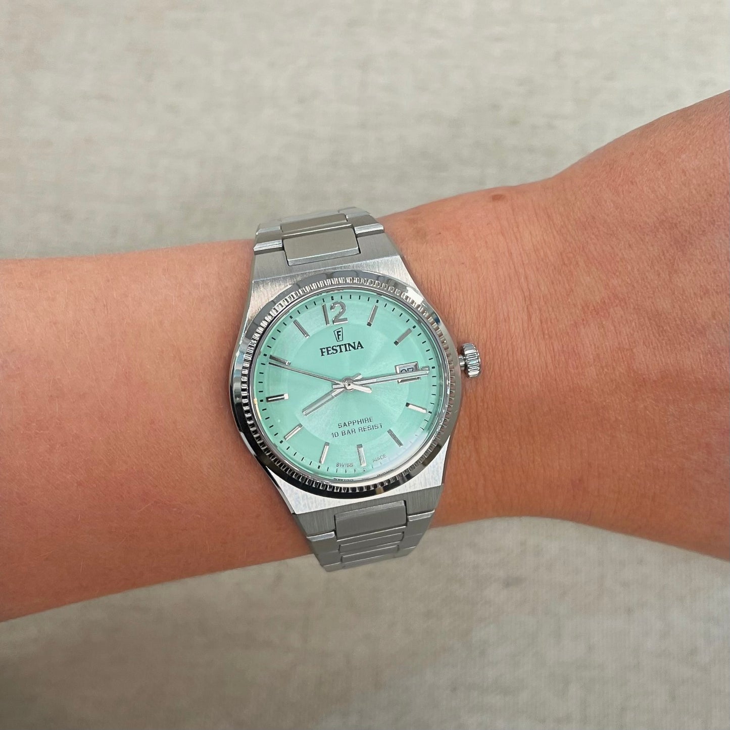 Ladies Festina Mint Green Stainless Steel Watch