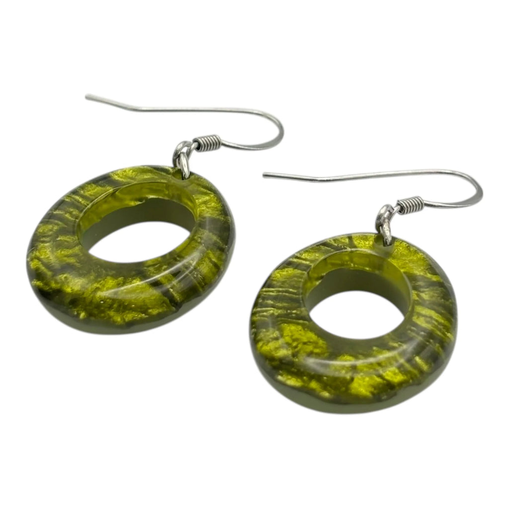 Pistachio Green Hollow Circle Drop Earrings | Watch This Space