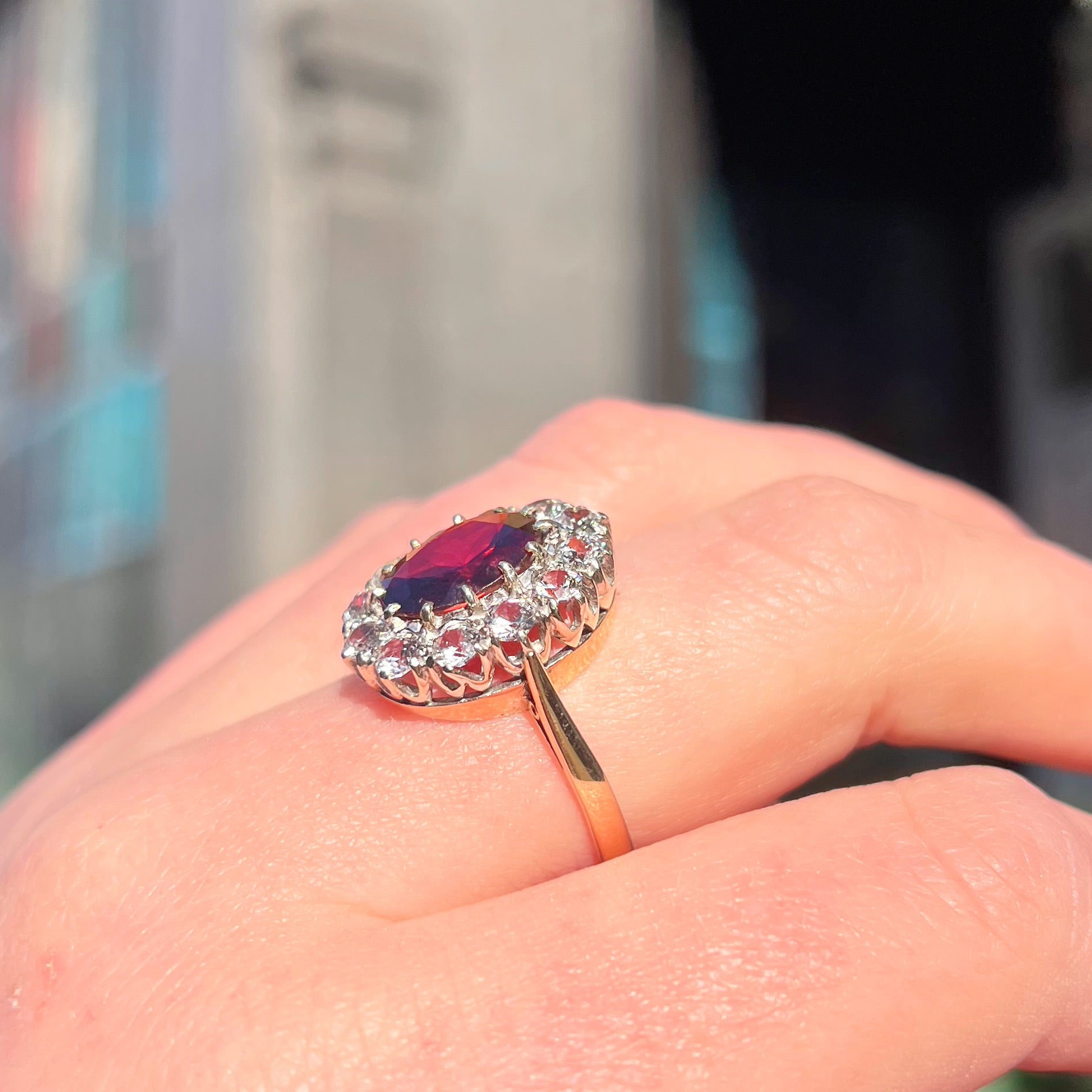 Vintage Garnet and Topaz 9ct Yellow Gold Cocktail Ring | Size R ½
