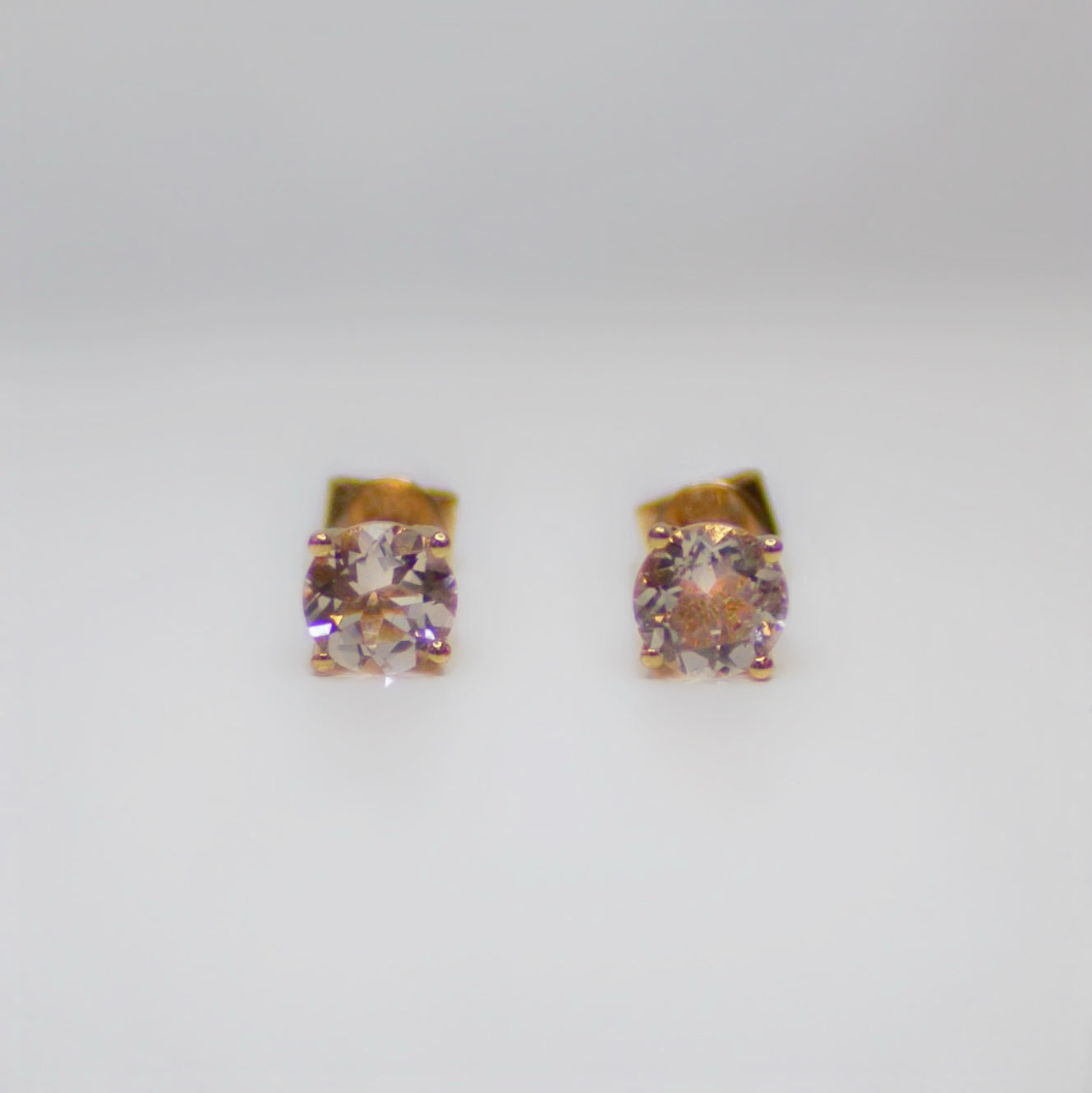 Vintage 14ct Rose Gold Morganite Stud Earrings