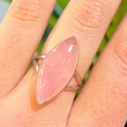 Rose Quartz Sterling Silver Marquise Cut Ring | Size Q