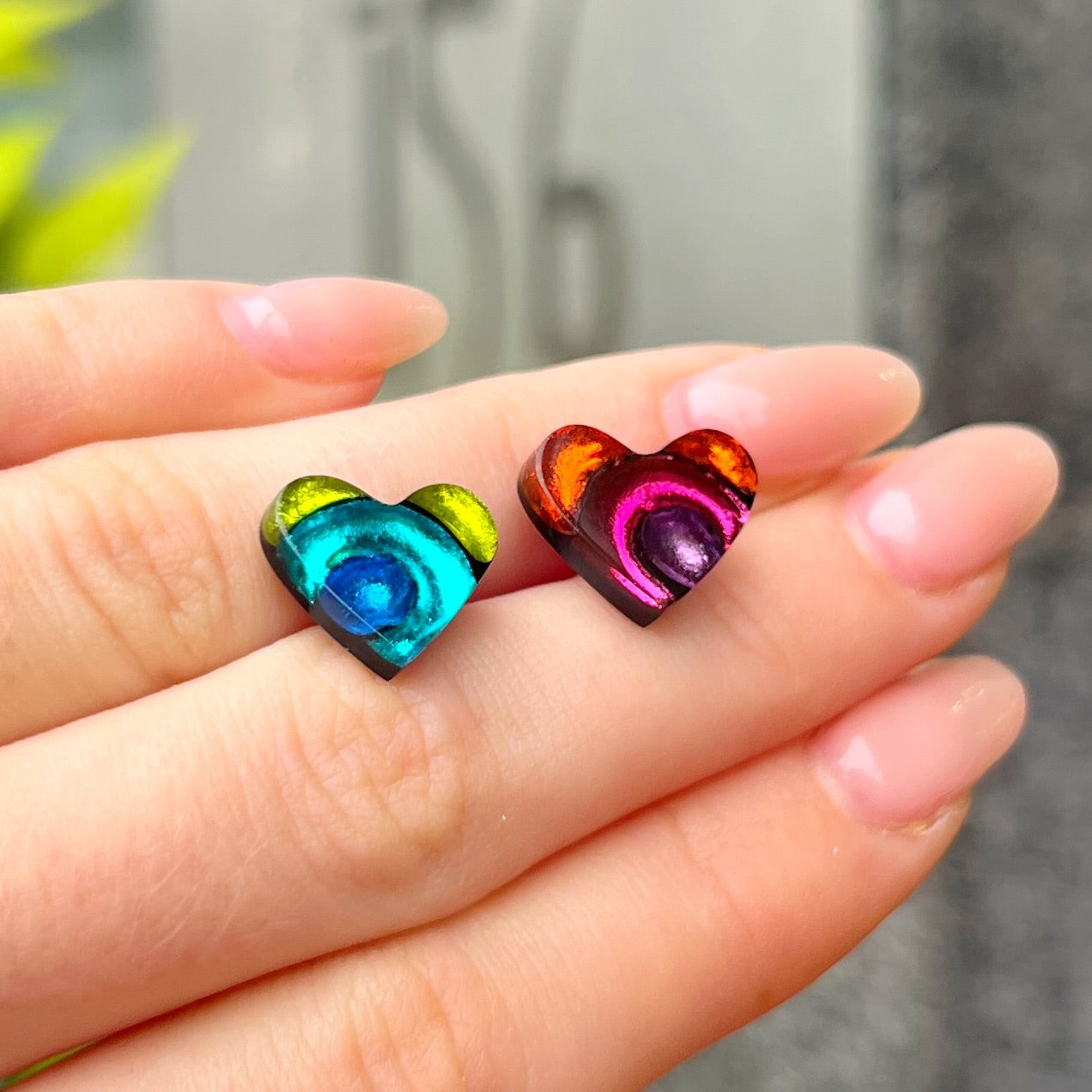 ‘Watch This Space’ Rainbow Love Heart Stud Earrings