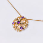 Antique Edwardian Amethyst and Seed Pearl 9ct Yellow Gold Necklace