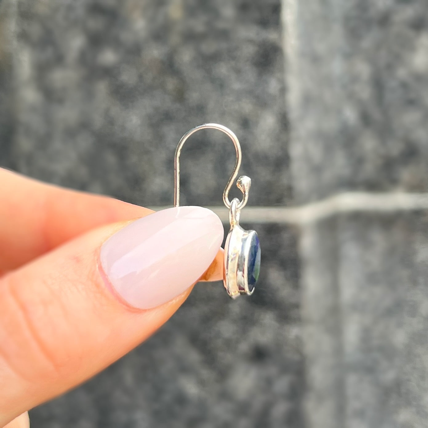 Sterling Silver Minimalistic Bezel Set Faceted Sapphire Drop Earrings