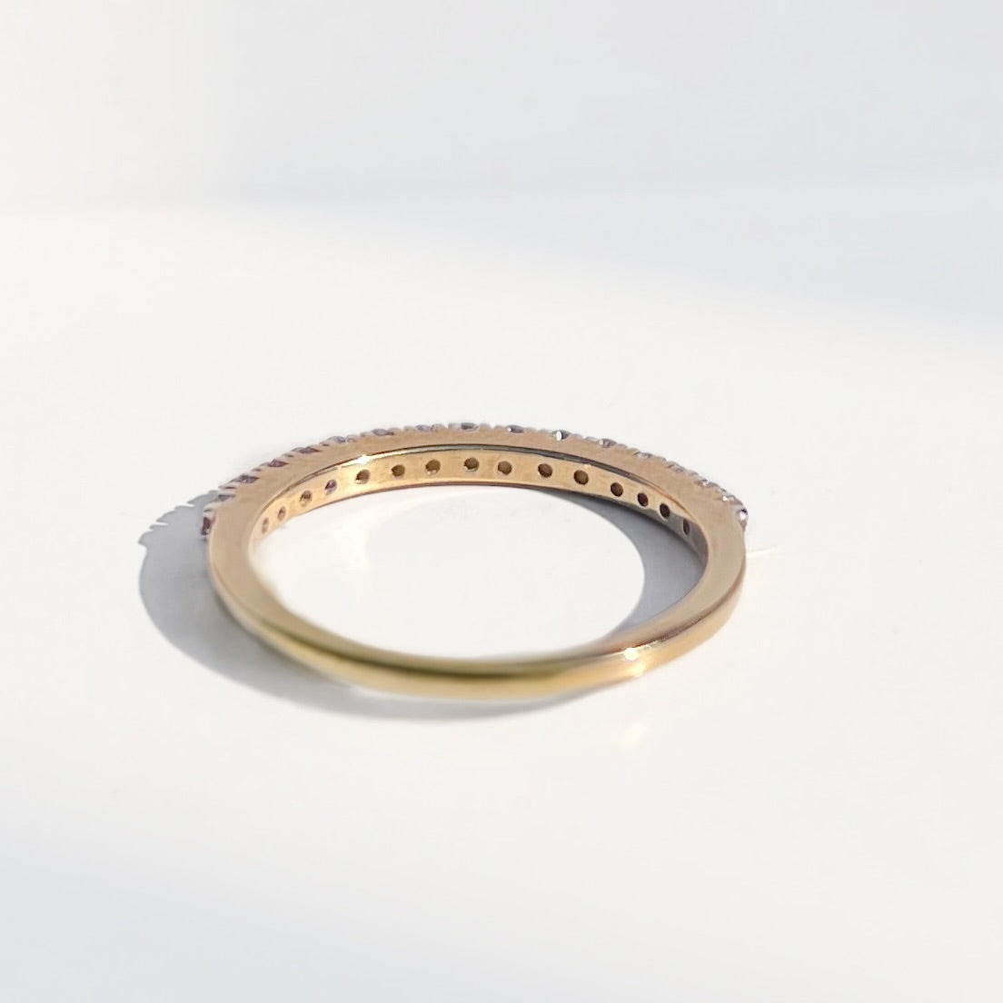 Modern 9ct Yellow Gold Half Eternity Diamond Band Ring - Size L ½
