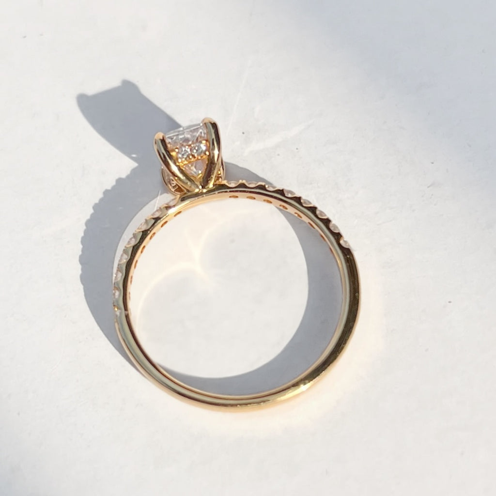 Radiant-Cut Lab-Grown Diamond 18ct Yellow Gold Engagement Ring | Size N