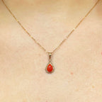 Rare Pear Shaped Coral 9ct Yellow Gold Dainty Necklace